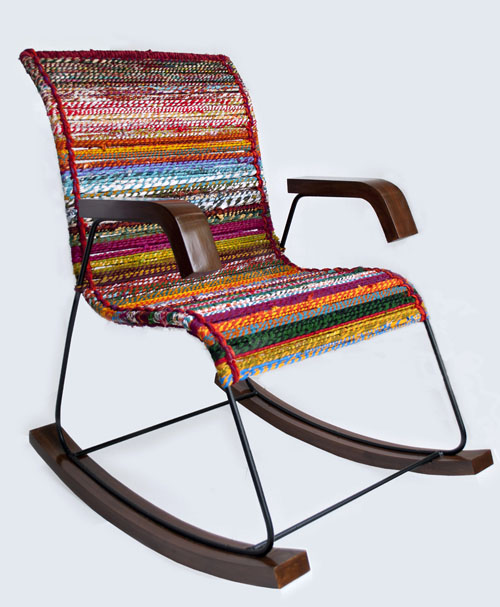 Katran Collection Chair Colorful Multicolor Woven Ropes & Knitting by Sahil Sarthak hang Rickshaw Swing ROCKING CHAIR